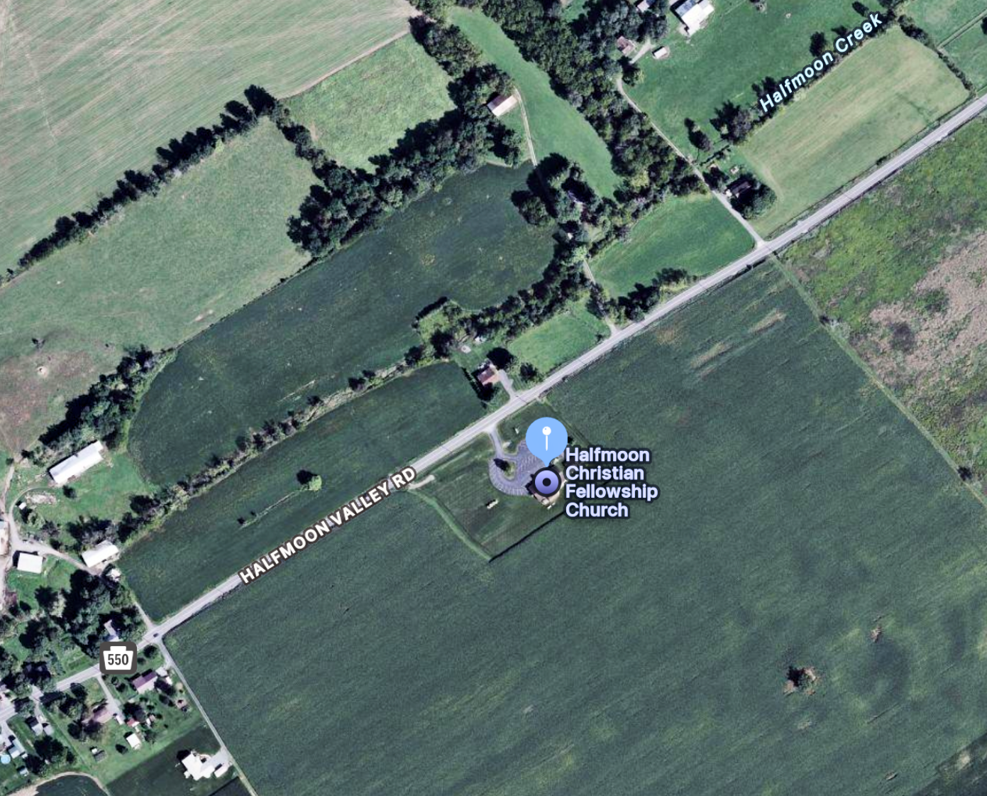 Satellite map of church location